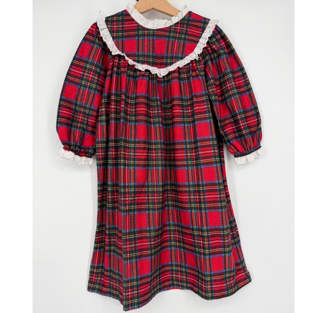 Vintage BellePointe Girl's Plaid Flannel Nightgown Pajama Sleepwear Sz 3T